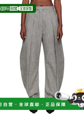 1h可退 香港直邮潮奢 Lanvin 朗雯 女士 灰色 Barrel 长裤 RWTR01