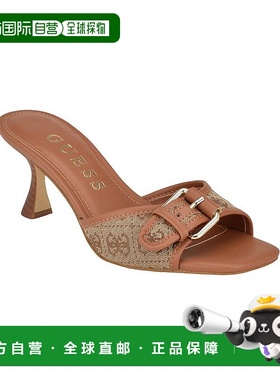 1h可退 【美国直邮】GUESS|女士 Dista 中跟露趾扣带凉鞋牛仔单鞋