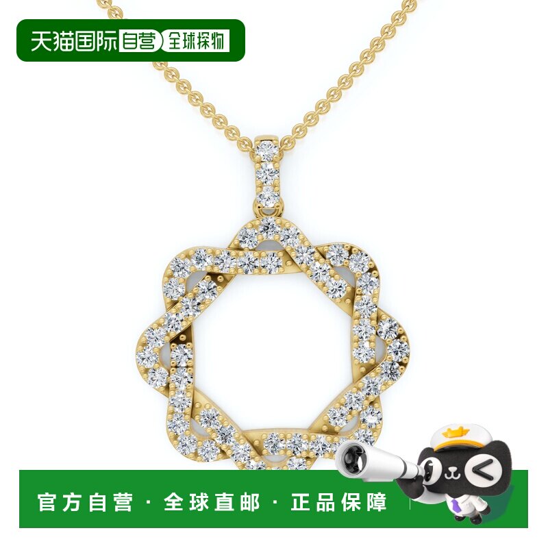 自营pompeii31 克拉交织圆形钻石吊坠女士黄金项链实验室培育 -