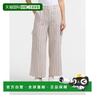黑色条纹 自营Ellen 亚麻 亚麻阔腿长裤 美国奥莱直发 Tracy女式
