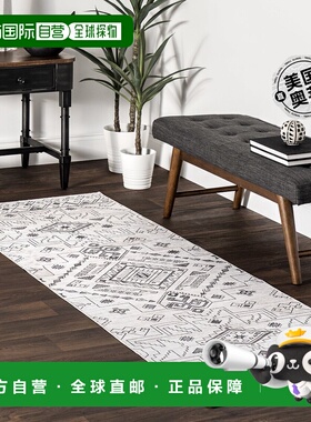 自营nuLOOM Malena 部落边框可机洗地毯 - 浅灰色 【美国奥莱】直