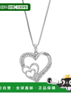 自营vir jewels1/10 克拉实验室培育圆形钻石心形吊坠项链 .925