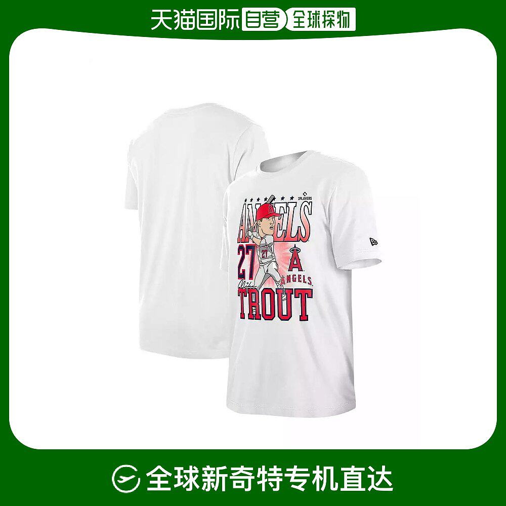 【美国直邮】new era新纪元男士迈克 特劳特白色洛杉矶天使卡通t