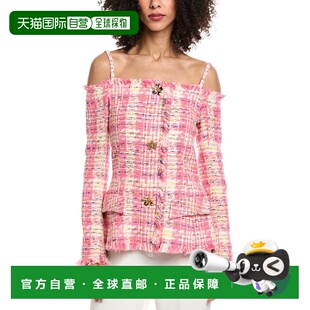 自营Oscar de la Renta Off-Shoulder Silk-Lined Wool-Blend Top