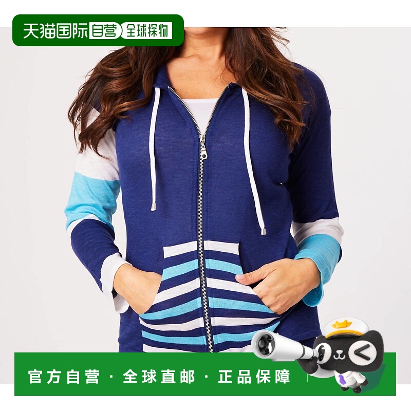 自营french kyssZip Up Hoodie Cardigan In Navy/multi - navy/m