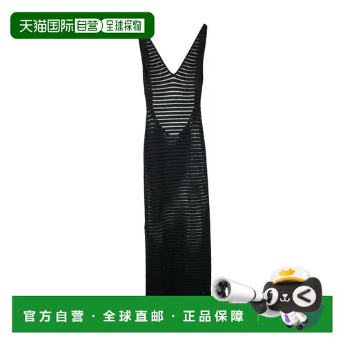 自营elisabetta franchiBlack Viscose Polyester Women Long Str