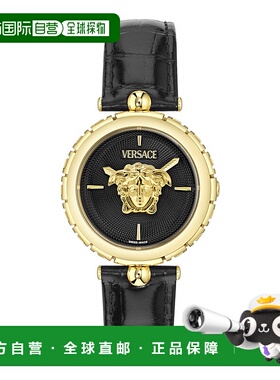自营versaceMedusa Heritage Leather Watch - black/gold/black