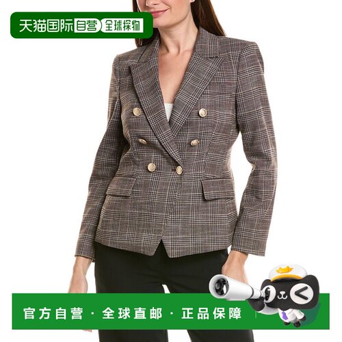 自营Tahari asl petite格纹西装外套-棕色 美国奥莱直发