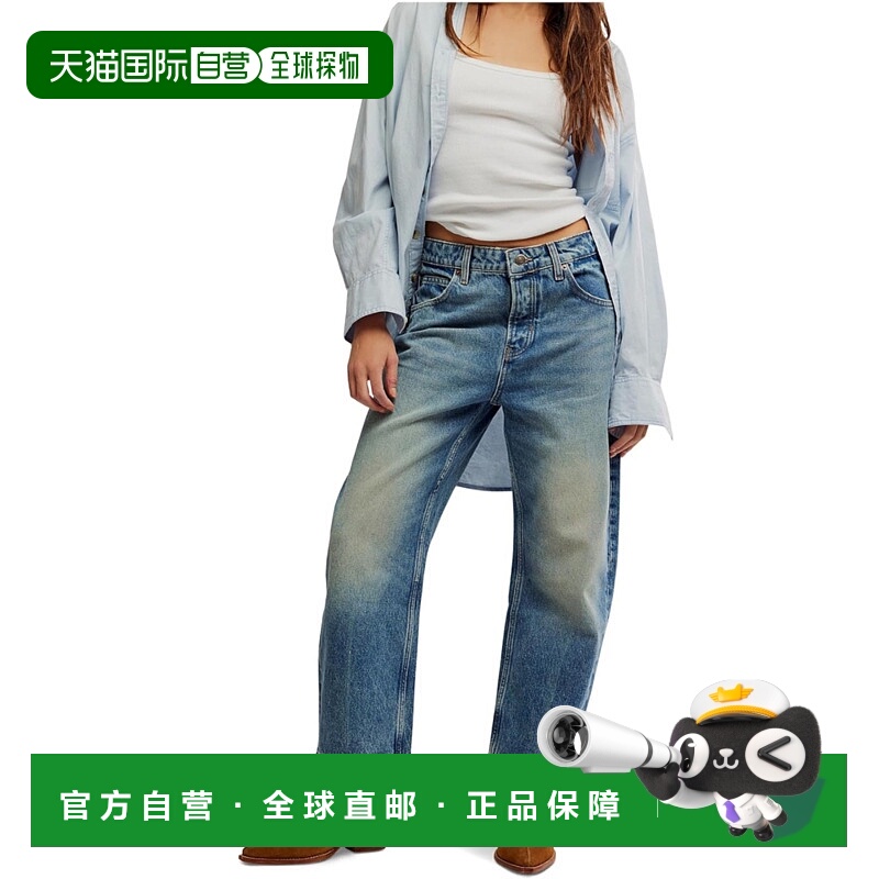 自营Free People Women's Deep Trance Dropped Boyfriend Jeans,