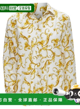 自营VERSACE Barocco Rococo white gold floral leaf print cott