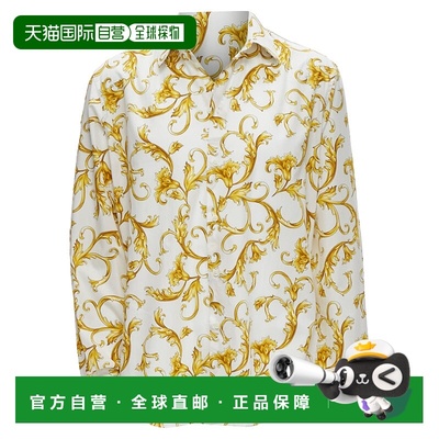 自营VERSACE Barocco Rococo white gold floral leaf print cott