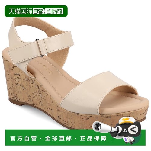 自营 journee collectionJournee女式Ranae厚底楔形凉鞋 美国奥莱