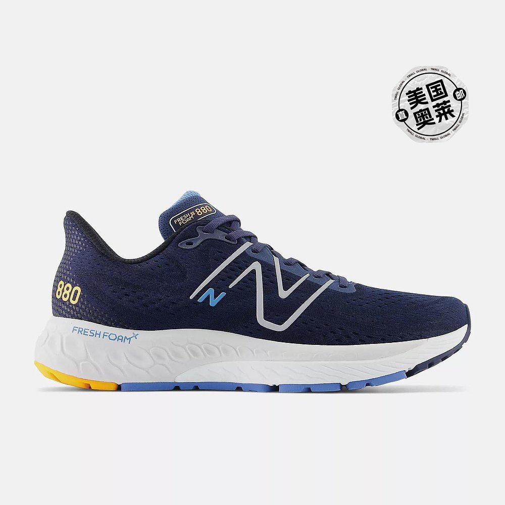 new balance男士 Fresh Foam X 880V13 鞋海军蓝/传统蓝/热金盏花