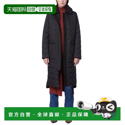 自营Andrew Marc Rhombus绗缝长夹克-黑色 美国奥莱直发