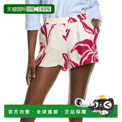 自营 finley芬利海滨亚麻短裤-红色 美国奥莱直发新款短裙