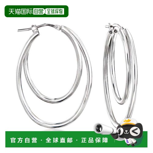 自营Ross-Simons Italian Sterling Silver Double-Oval Hoop Ear