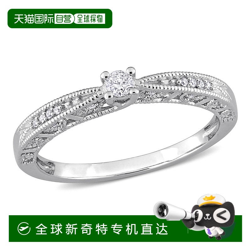 美国直邮Julianna B戒指925纯银镶钻复古订婚镂空设计感结实