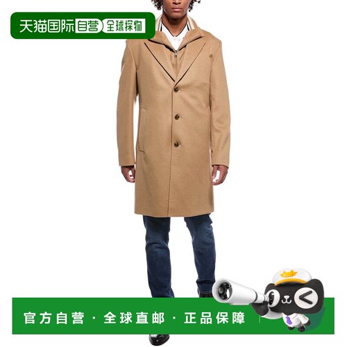 自营BOSS Hugo Boss Jared羊毛和羊绒混纺大衣-棕色 美国奥莱直发