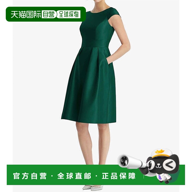 自营alfred sungCap Sleeve Pleated Cocktail Dress With Pocket