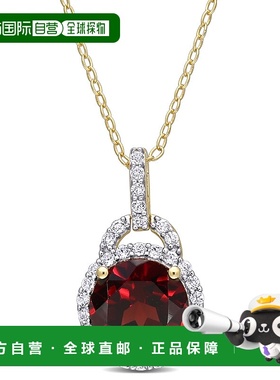 自营 mimi & max3 1/2 克拉 TGW 石榴石和白色托帕石吊坠带链条镀