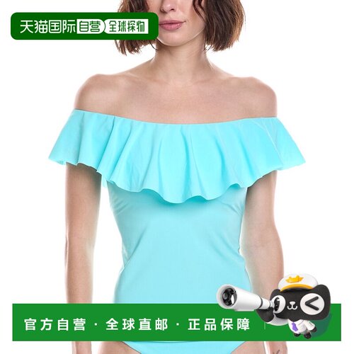 自营Trina Turk摩纳哥Ruffle Tankini Top-Sky 美国奥莱直发