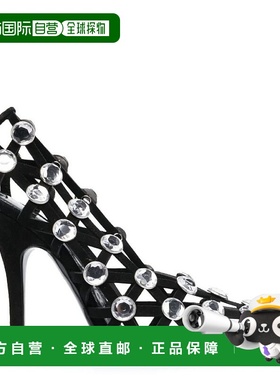 自营 the atticoAttico Grid 105Mm水钻装饰泵-黑色宝石 美国奥莱