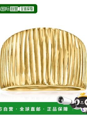 自营 Ross-Simons 意大利 18kt 黄金罗纹圆顶戒指 - 黄色 美国奥