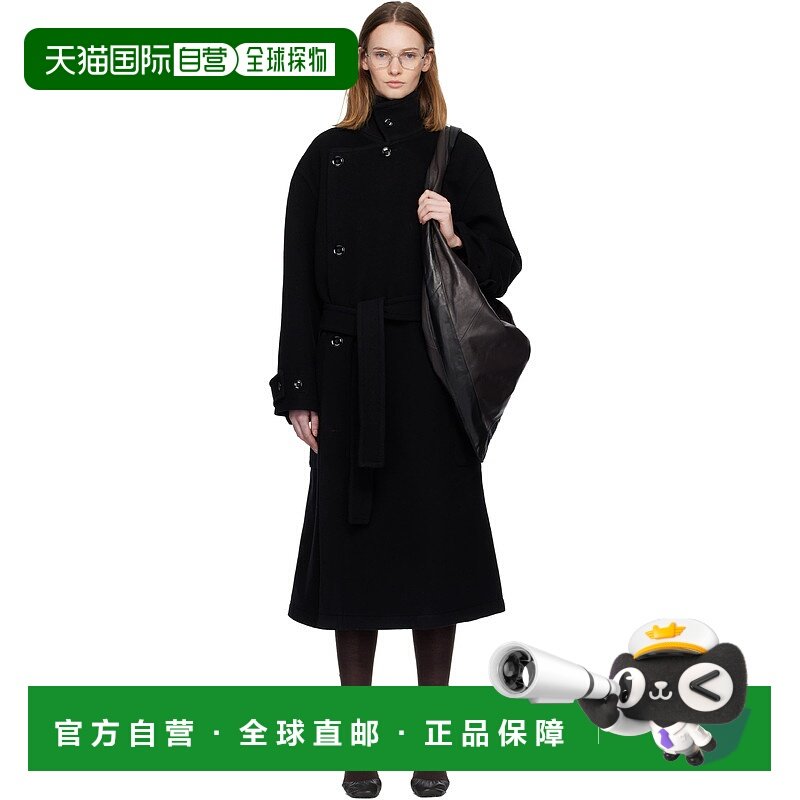1h可退 香港直邮潮奢 Lemaire 女士 黑色 Wrap 大衣 CO1037LF1116