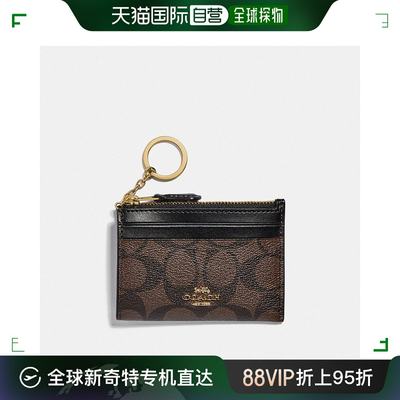 美国直邮COACH 迷你纤细 ID 保护套，采用标志性帆布 88208 金色/