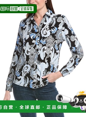 自营Jones New York Printed Top - blue 美国奥莱直发上衣