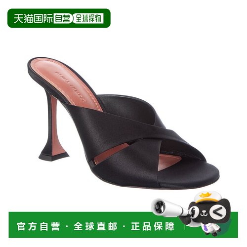 自营AMINA MUADDI Salma缎面凉鞋-黑色高跟细高跟 直发 美国奥莱