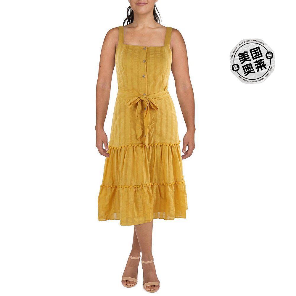 tahari asl女士日间中长款太阳裙 - 芥末黄 【美国奥莱】直发