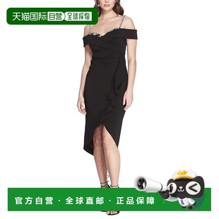 美国奥莱 自营Marchesa 黑色 中长连衣裙 直发裙子 Notte