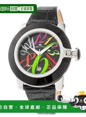 自营GLAM ROCK Leather Dress Women's Watch - black 美国奥莱直