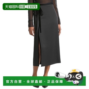 自营Vince天鹅绒镶边侧缝裙 美国奥莱直发半身裙包臀裙 黑色