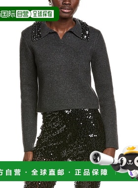 自营Endless Rose Jewel Trim Collared Wool-Blend Sweater - gr