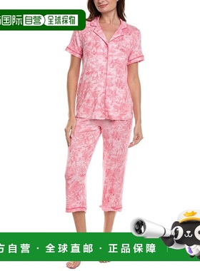 自营Ellen Tracy 2pc Cropped Pajama Set - pink 美国奥莱直发