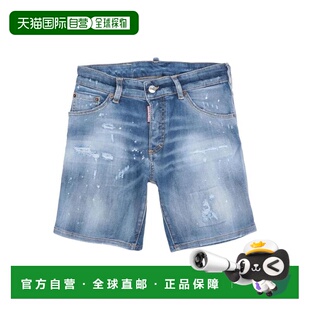 1h可退 【美国直邮】Dsquared2男士牛仔裤短裤弹力徽标褪色水洗休