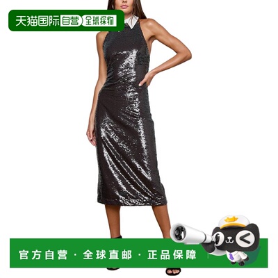 自营L'AGENCE Lilith Midi连衣裙-黑色 美国直发奥莱吊带