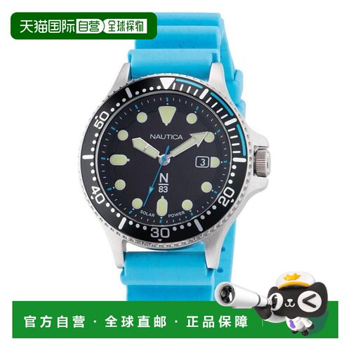 自营Nautica可可海滩蓝色PU Mens手表-蓝色 美国奥莱直发
