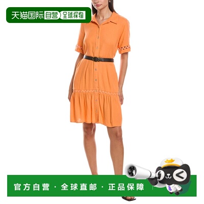 自营Nanette Nanette Lepore Linen-Blend Mini Dress - orange