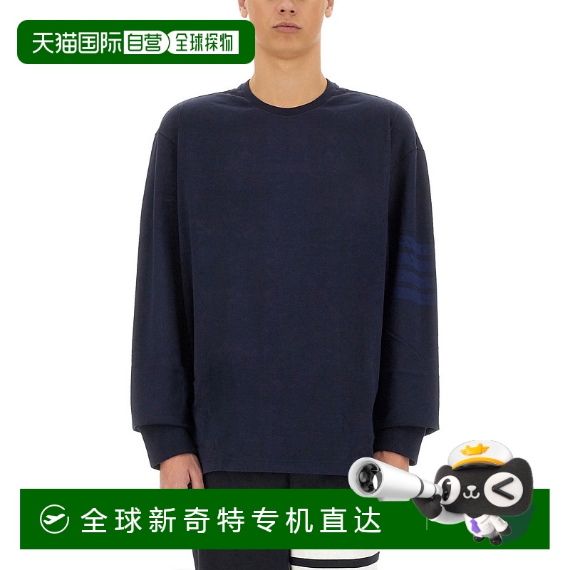 1h可退 香港直邮潮奢 Thom Browne 汤姆 布朗 男士 海军蓝条纹细T