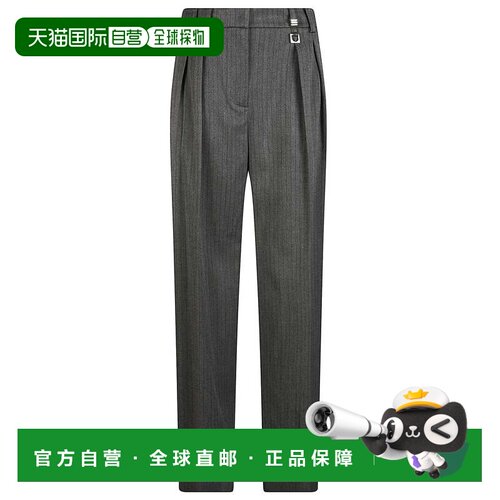 自营patrizia pepe合身剪裁的阔腿裤，搭配精致的细条纹和金属质-