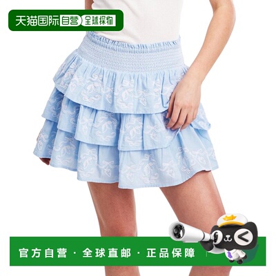 自营roller rabbitRoler Rabbit柠檬蝴蝶结刺绣Siggy亚麻混纺短裙
