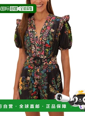 自营FARM Rio Delicate Forest Scarves Black Romper - black 美