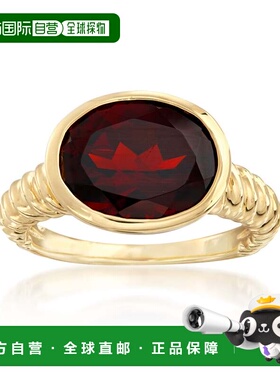 自营Ross-Simons 18kt 黄金椭圆形石榴石戒指 - 红色 美国奥莱直