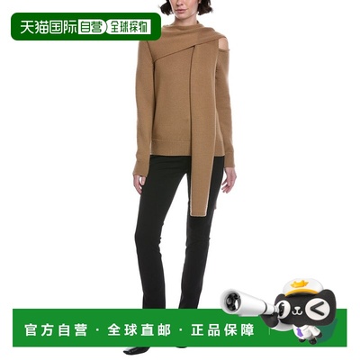 自营Oscar de la Renta Side Shoulder Tie Wool Sweater - brown