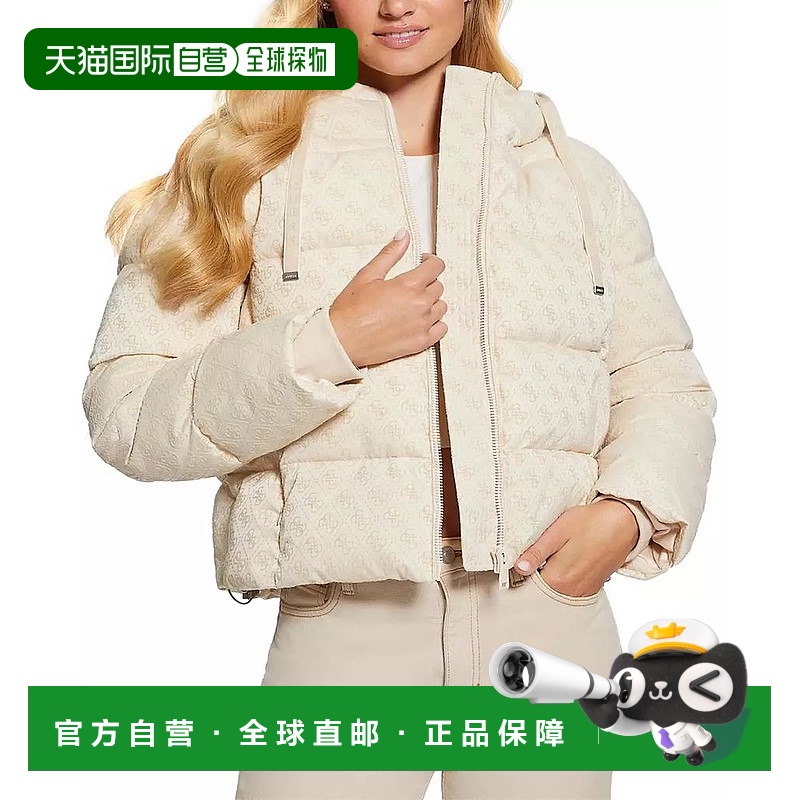1h可退 【美国直邮】GUESS 女士 Daisy 连帽徽标羽绒服 时尚保暖
