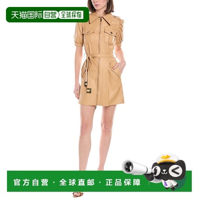 自营 Elisabetta Franchi前拉链衬衫连衣裙-棕色 美国奥莱直发