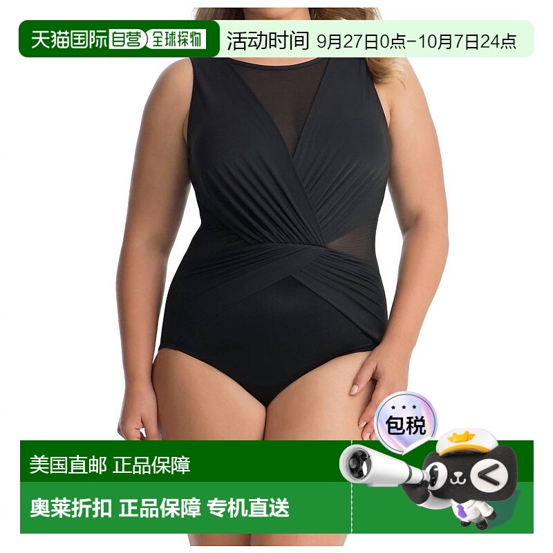 自营 miraclesuit加大码高领 Palma 连体泳衣（黑色） - 黑色 美